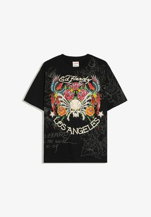 Bershka, ED HARDY PRINT T-SHIRT - Tričko s potlačou - black