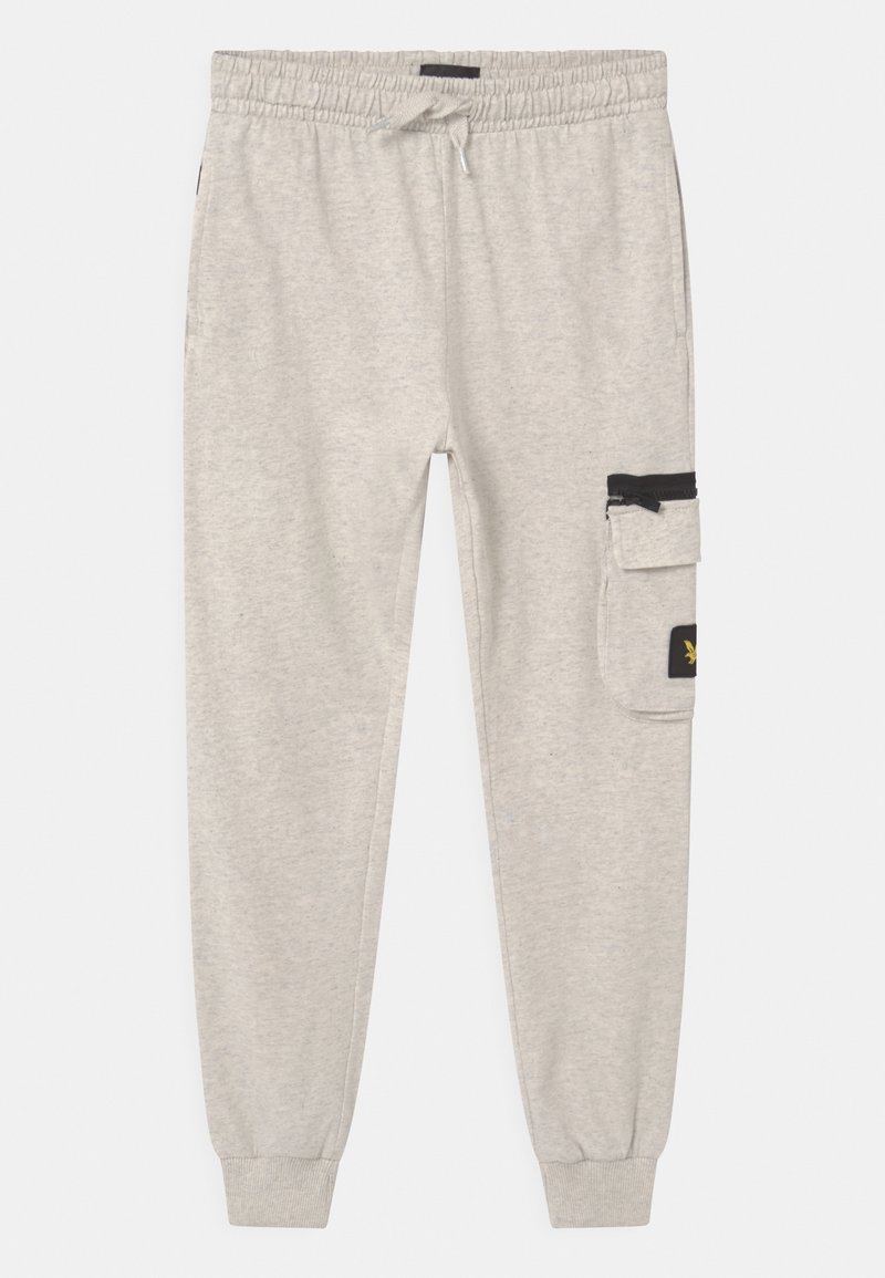 Lichtgrijze sweatpants van een katoenmix, voorzien van een elastische tailleband met trekkoord, taps toelopende benen en een zijvak met rits.