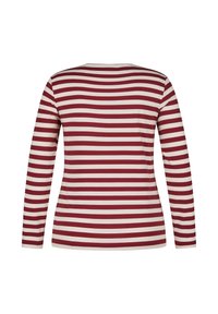 Langarmshirt in Rot- und Creme-Streifen, gefertigt aus weichem Stoff mit rundem Ausschnitt und taillierter Form, verfügt über ein nahtloses Rückendesign.