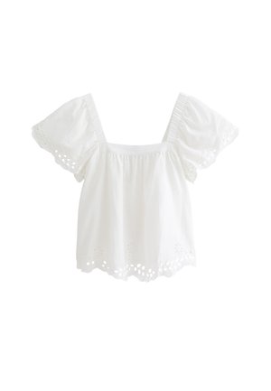 New Look, WHITE EMBROIDERED SQUARE NECK BLOUSE - Blouse - white