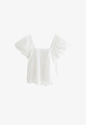 New Look, WHITE EMBROIDERED SQUARE NECK BLOUSE - Blouse - white