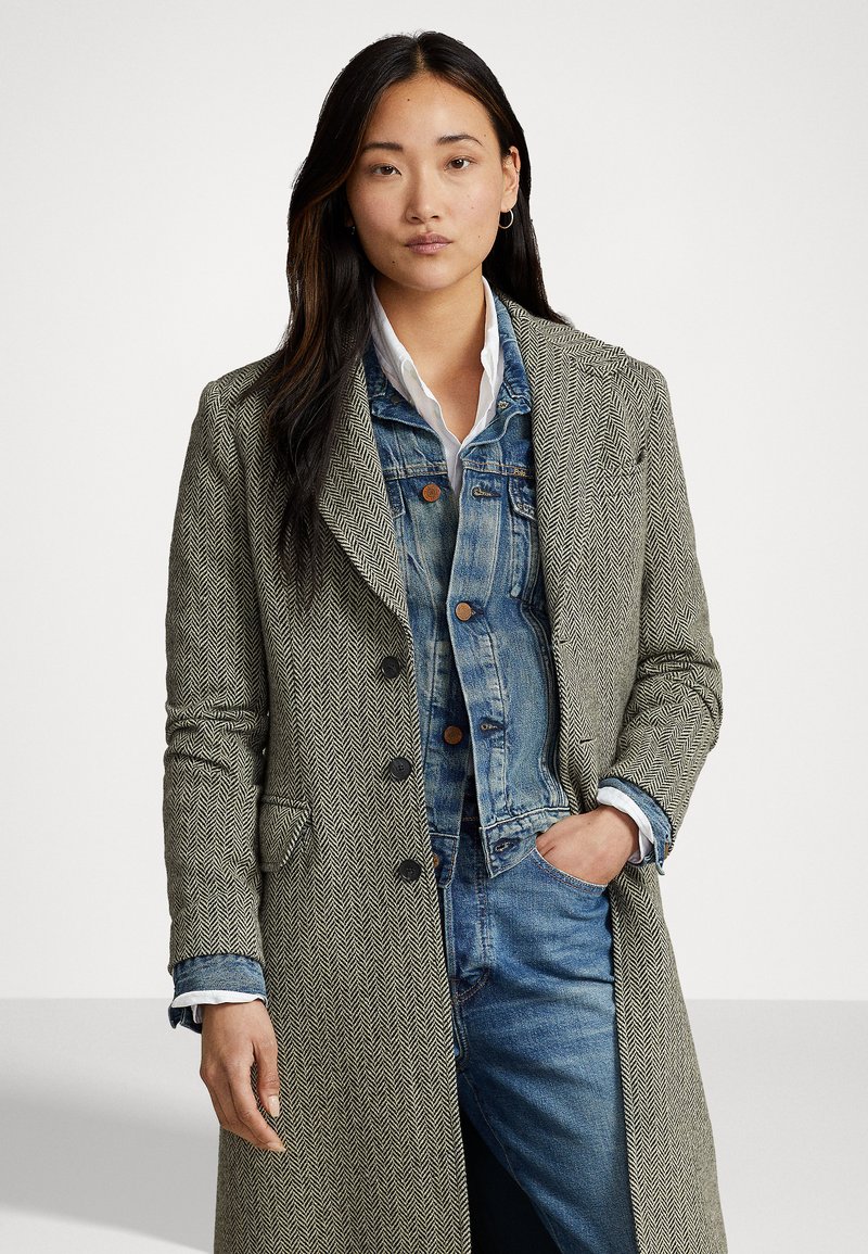 Polo Ralph Lauren HERRINGBONE COAT - Klasisks mētelis - black/cream