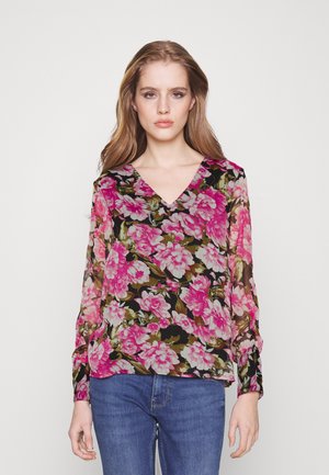 ONLY Petite ONLSAGA V-NECK - Μπλούζα - black/rosemary