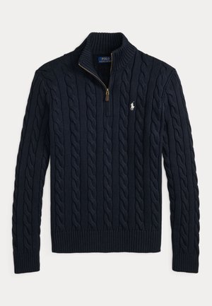 Polo Ralph Lauren, CABLE-KNIT COTTON QUARTER-ZIP SWEATER - Пуловер - hunter navy