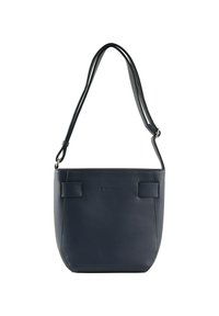 Borsa a tracolla blu navy realizzata in materiale sintetico, con una superficie liscia, due accenti laterali e una sola tracolla regolabile.