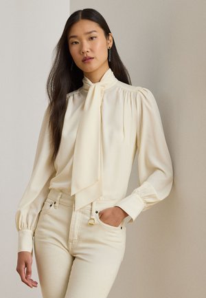 Lauren Ralph Lauren GEORGETTE TIE-NECK BLOUSE - Blusa - mascarpone cream