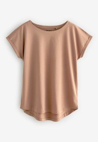Kurze Ärmel Blush-T-Shirt mit rundem Ausschnitt und leicht abgerundetem Saum. Hergestellt aus weichem Stoff, mit einem lockeren Schnitt.