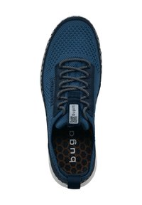 Leichte navyfarbene Mesh-Sneaker mit grauen Schnürsenkeln, hexagonal gemustertem Innensohle und Logodetail. Verfügt über eine Ziehlasche an der Ferse für einfaches Anziehen.