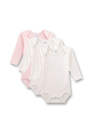 Sanetta, BABY-BODY (DREIERPACK) LANGARM BEIGE & ROSA HERZCHEN - Body - beige