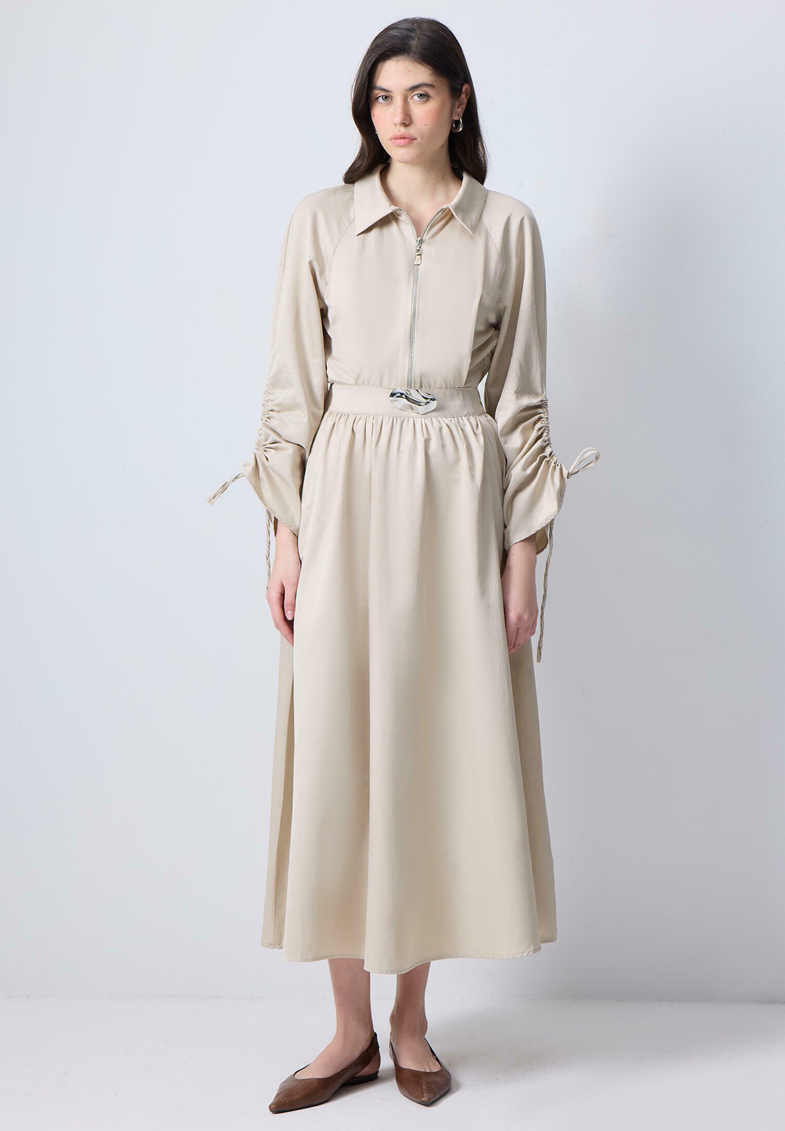 open lace back dress Rocky | Typewriter Cloth Tie Front Blue Designer Shirt Dress