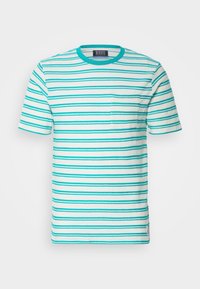 Scotch & Soda STRUCTURED STRIPE POCKET - Μπλουζάκι με στάμπα - swan/ sea glass