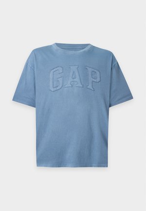 GAP, EVERYDAY BOXY FIT LOGO TEE - T-shirt con stampa - classic jasper blue