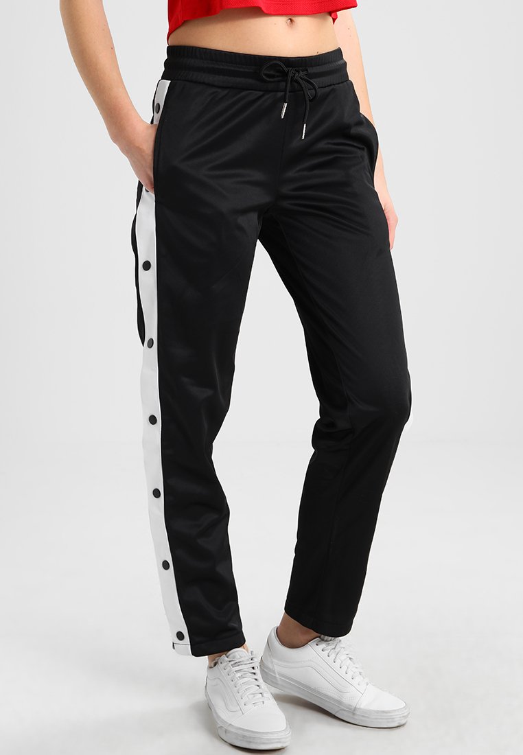 Urban Classics - LADIES BUTTON UP TRACK PANTS - Tracksuit bottoms - black/white, Enlarge