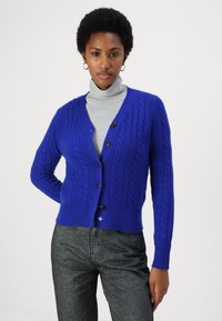 pure cashmere CLASSIC CABLE CARDIGAN - Adīta jaka - royal blue