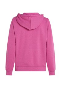 Sweat à capuche rose, en mélange de coton, avec un tissu texturé. Comprend une capuche à cordon et des poignets et ourlet côtelés. Design simple sans ornements supplémentaires.