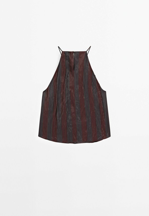 STRIPED FLOWING HALTER - Top - bordeaux2