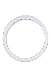 Runder Spiegel mit einem polierten Chromrahmen, glatter Oberfläche, reflektiert Licht und einem schlichten modernen Design. Dünne und kreisförmige Form.