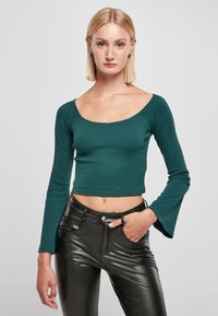 Urban Classics SHORT RIB WIDE V NECK LONGSLEEVE - Långärmad tröja - jasper