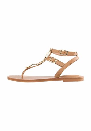 REGULAR FIT-DETAIL DOUBLE BUCKLE - T-bar sandals - tan