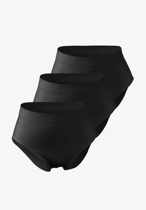 Culottes en coton noir taille haute, avec une bande élastique lisse et extensible, présentées dans un pack de trois.