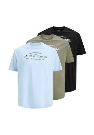 PLUS SIZE 3ER-PACK  - T-shirt imprimé - black