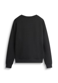 Felpa nera con colletto rotondo, maniche raglan e polsini e orlo a coste. Realizzata in un tessuto liscio e morbido, senza fantasie.