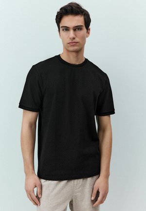 Next REGULAR FIT TEXTURED - Basic T-shirt - black