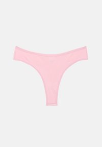 String pour femme rose clair avec une ceinture taille basse, présenté à plat sur fond blanc.