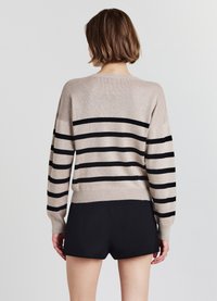 Calliope CON SCOLLO A V A RIGHE - Strickpullover - var beige chiaro melange