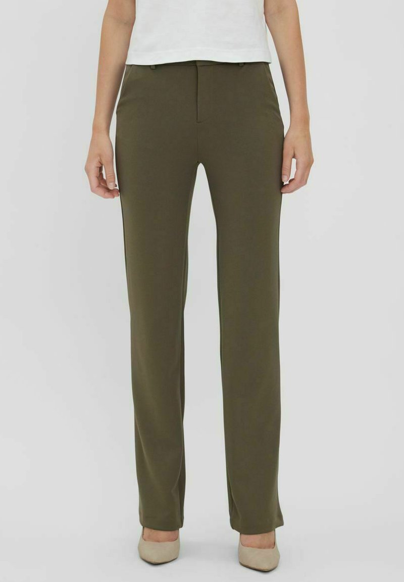 Vero Moda VMZAMIRA STRAIGHT - Trousers - tarmac