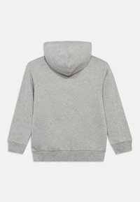 Γκρι φούτερ με κουκούλα, διαθέτει μακριά μανίκια και μαλακή υφή. Η πλάτη έχει έναν απλό σχεδιασμό χωρίς επιπλέον λεπτομέρειες ή μοτίβα.