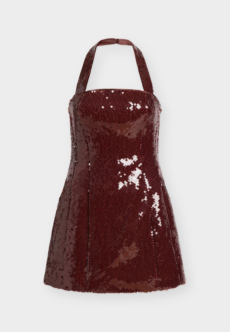 strapless open back dress Sequin Bardot Ruched Mini Dress – InTheStyle