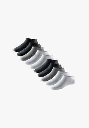 Pack mit 10 niedrigen Socken in Schwarz, Grau und Weiß, mit glatter Textur und elastischen Bündchen für einen sicheren Sitz.
