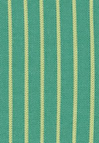 Tessuto con una trama a rete caratterizzato da alternate strisce verticali color teal e giallo chiaro, creando un motivo e una texture delicati.