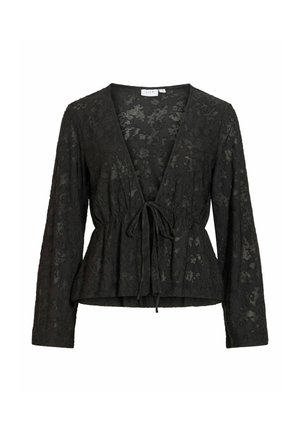 VILA, CARDIGAN VICAPERA TIE FRONT - Gilet - black beauty