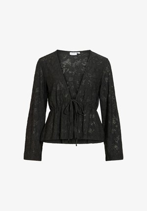 VILA, CARDIGAN VICAPERA TIE FRONT - Gilet - black beauty