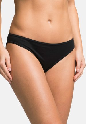 Culotte bikini en coton noir avec une taille basse, caractérisée par une texture lisse et sans motifs visibles ni accents de matériel.