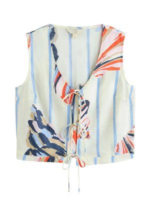 PETITE FIT - TIE FRONT  WITH. - Top - blue ecru