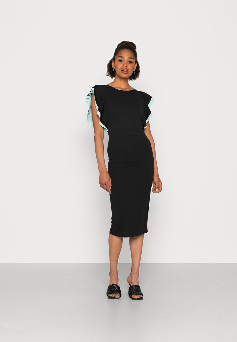 Damen Kleider | WAL G. KELLY RUFFLE SLEEVE MIDI DRESSCocktailkleid/festliches Kleidblack/mint/schwarz - KT70786 Damen Kleider | WAL G. KELLY RUFFLE SLEEVE MIDI DRESSCocktailkleid/festliches Kleidblack/mint/schwarz - KT70786