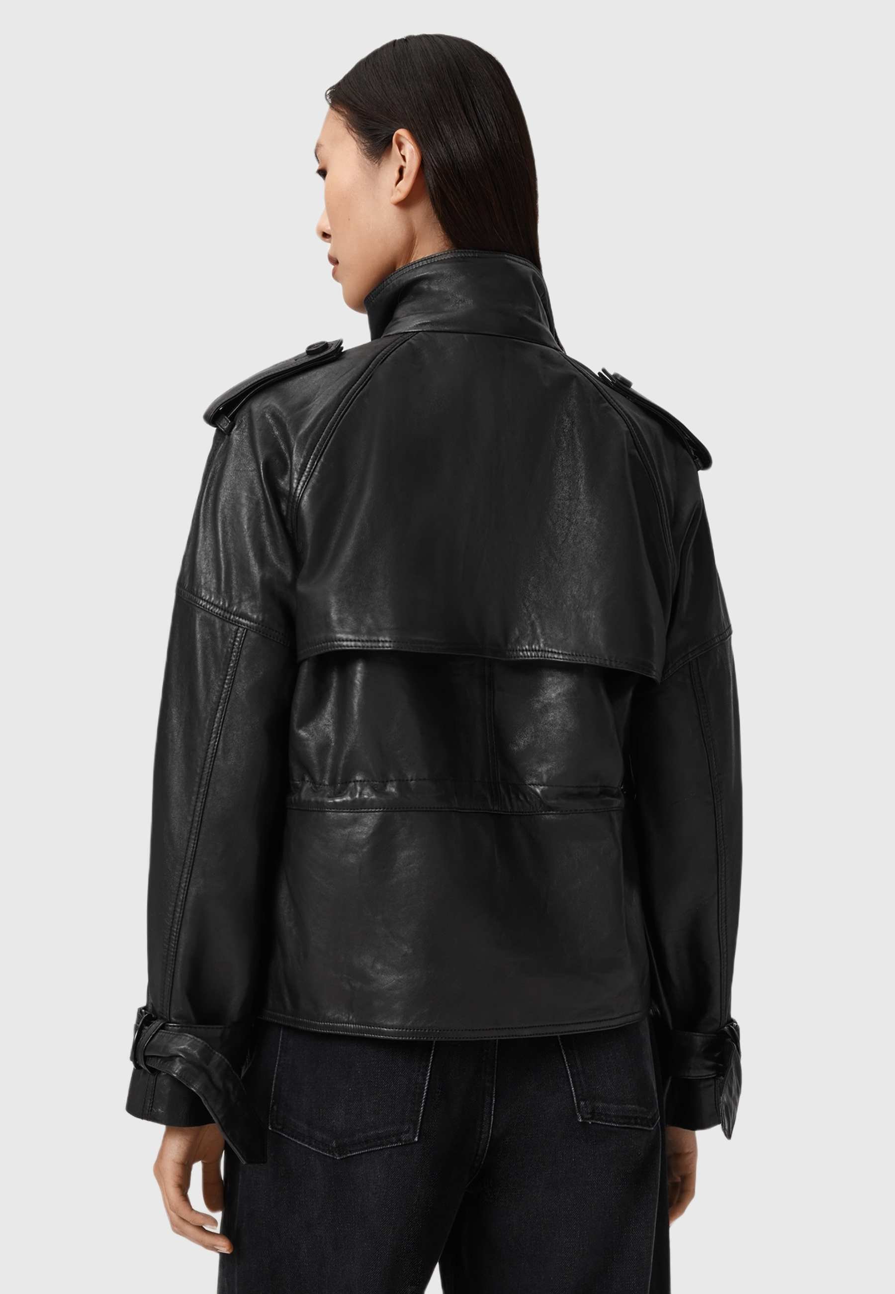 AllSaints SERNE - Leather jacket - black - Zalando