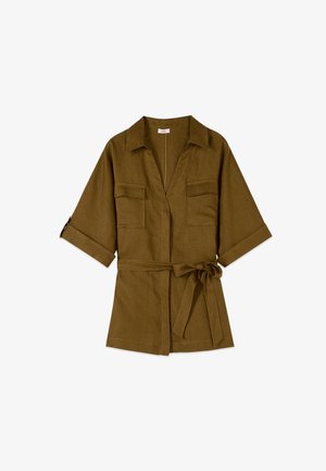 Oltre, CAMICIA CON CINTURA E TASCHINI - Bluse - verde militare