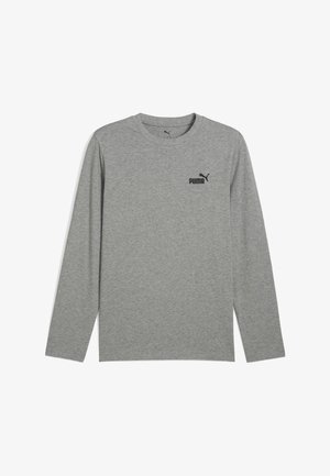 Dlhý rukáv, šedá športová košeľa z jemnej látky, s čiernym logom Puma na ľavej strane hrude. Jednoduchý, klasický dizajn.