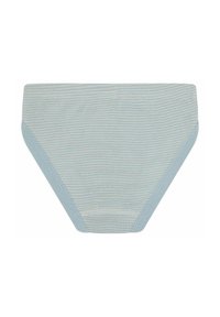 Slip blu chiaro a righe con una consistenza morbida. Presenta un elastico morbido in vita e accenti laterali a contrasto. Design semplice e funzionale.
