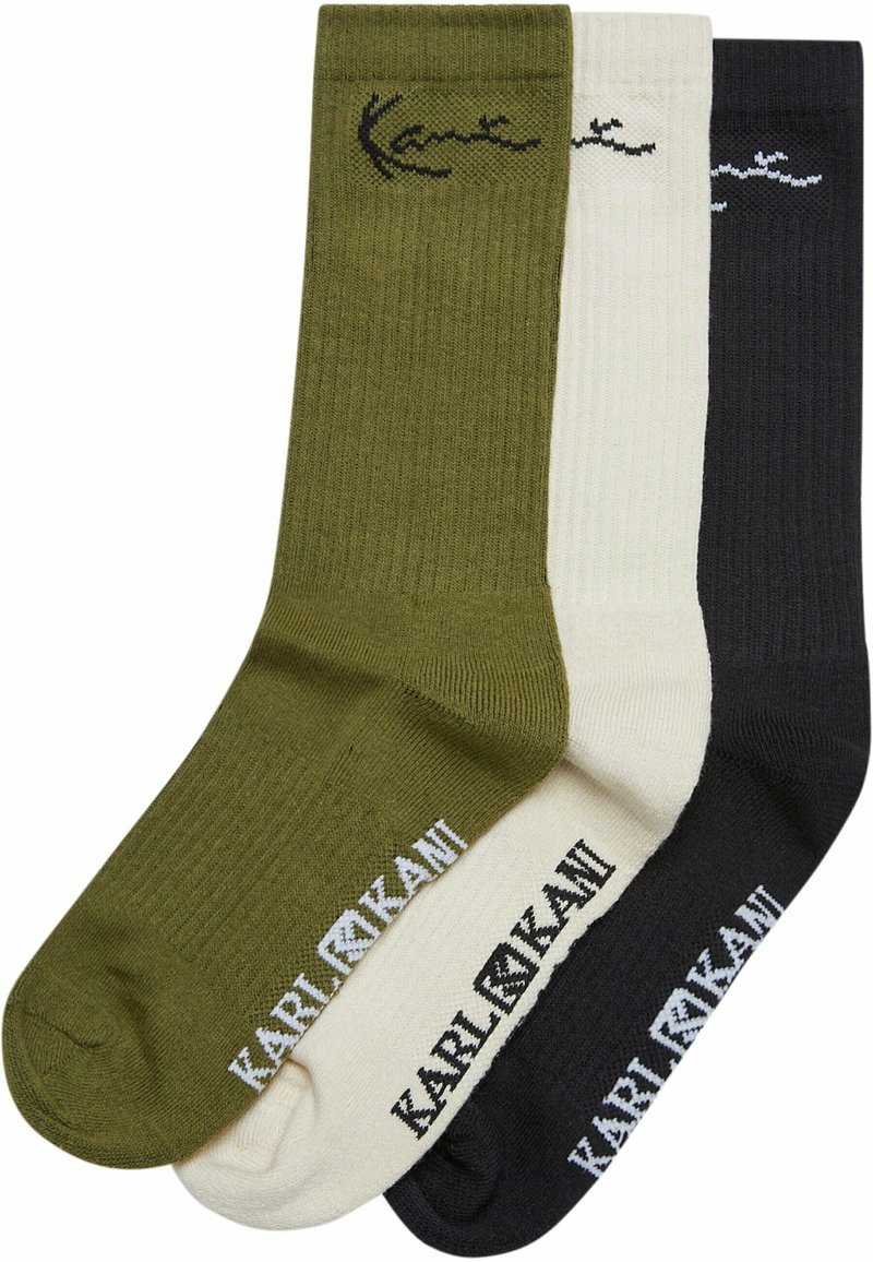 Karl Kani SIGNATURE PACK - Zoknik - dark olive off white black