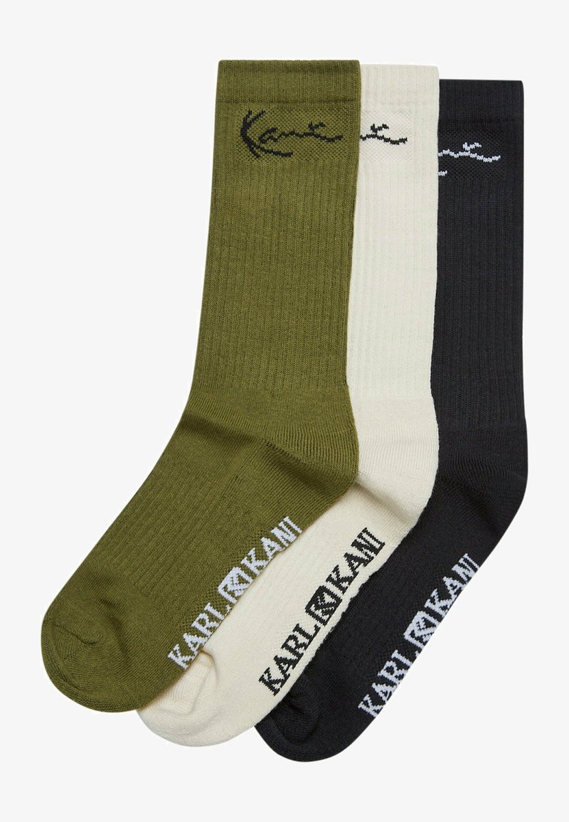 Karl Kani SIGNATURE PACK - Zoknik - dark olive off white black