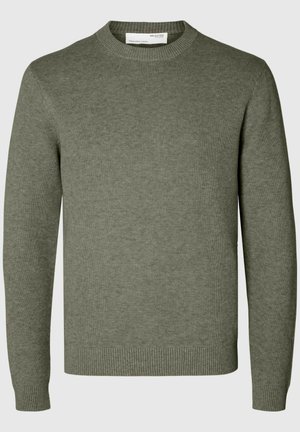 Selected Homme SLHDANE STRUCTURE CREW NECK - Vesta - vetiver