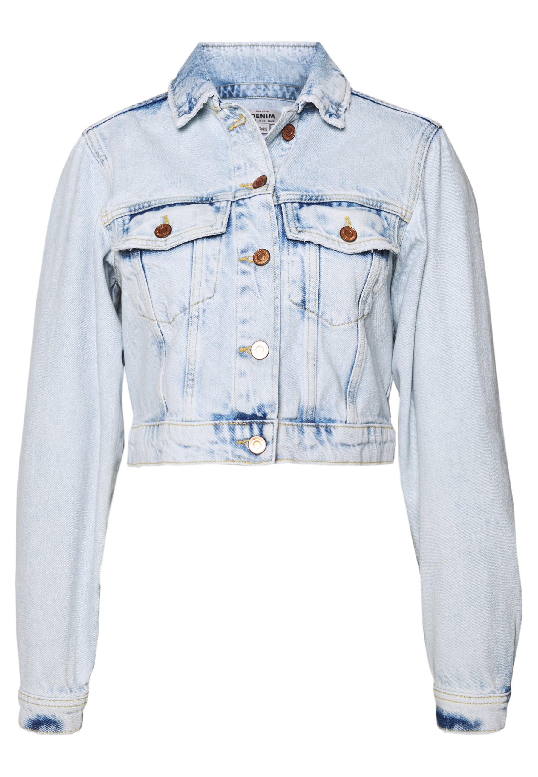 New Look MISSY CROP JACKET Jeansjakke light blue New Look SLEEVE - Jeansjakke - light blue