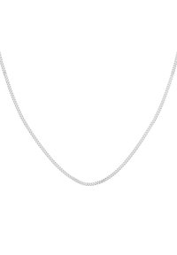Collana in argento sterling, caratterizzata da una catena sottile e lucidata con un design intrecciato. Texture liscia con una finitura lucida.