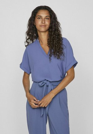 MIT KURZEN ÄRMELN V-AUSSCHNITT - Bluse - bijou blue