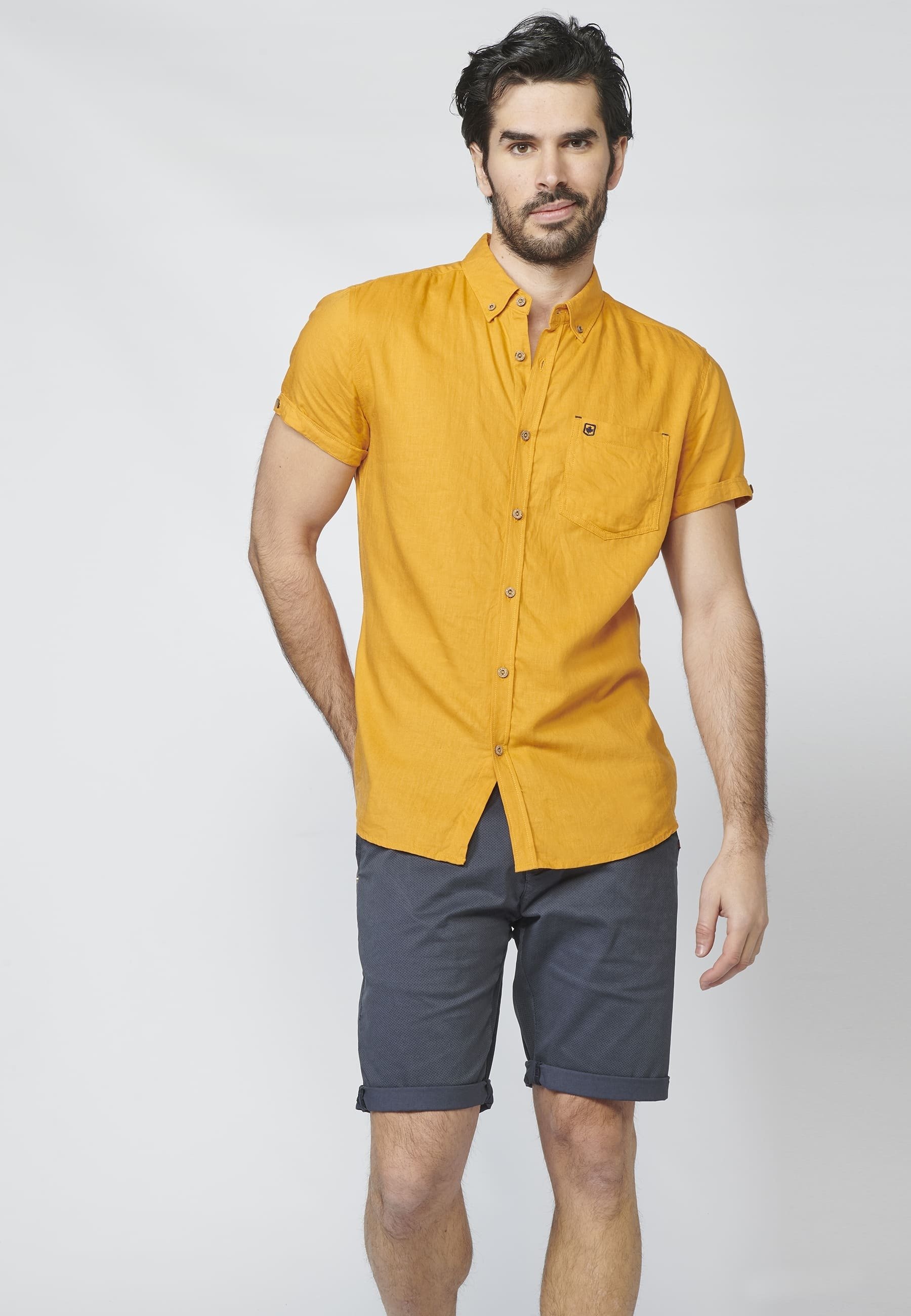 Pantalon Ocre Camisa Color Ocre Koroshi Pantalon Ocre Hombre